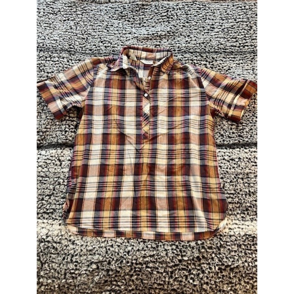 Women's Society Plaid 3/4 Button Up‎ 3/4 Sleeved Shirt Size 16P